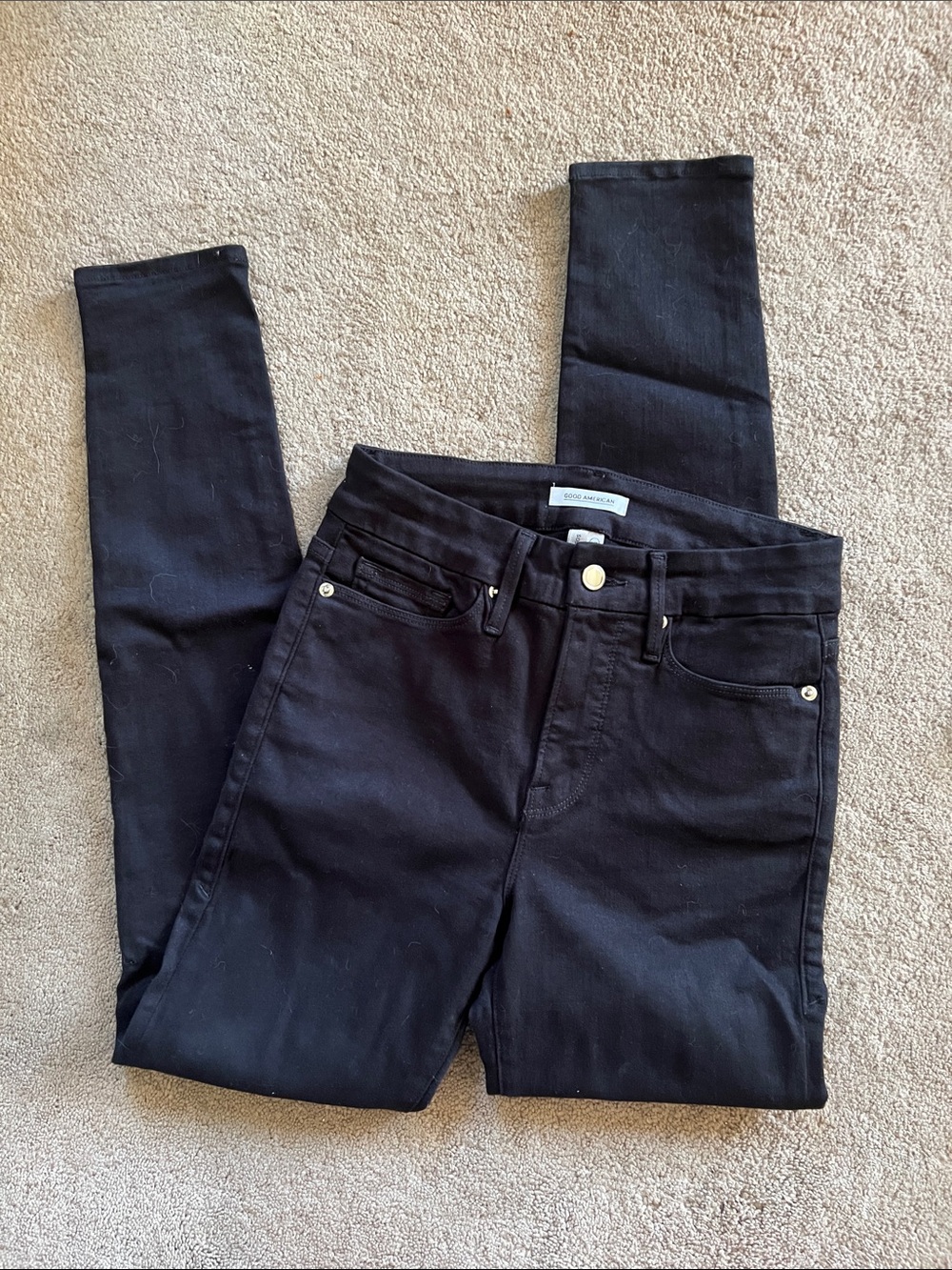 Good American Black High-Rise Skinny Jeans - Picture 1 of 3